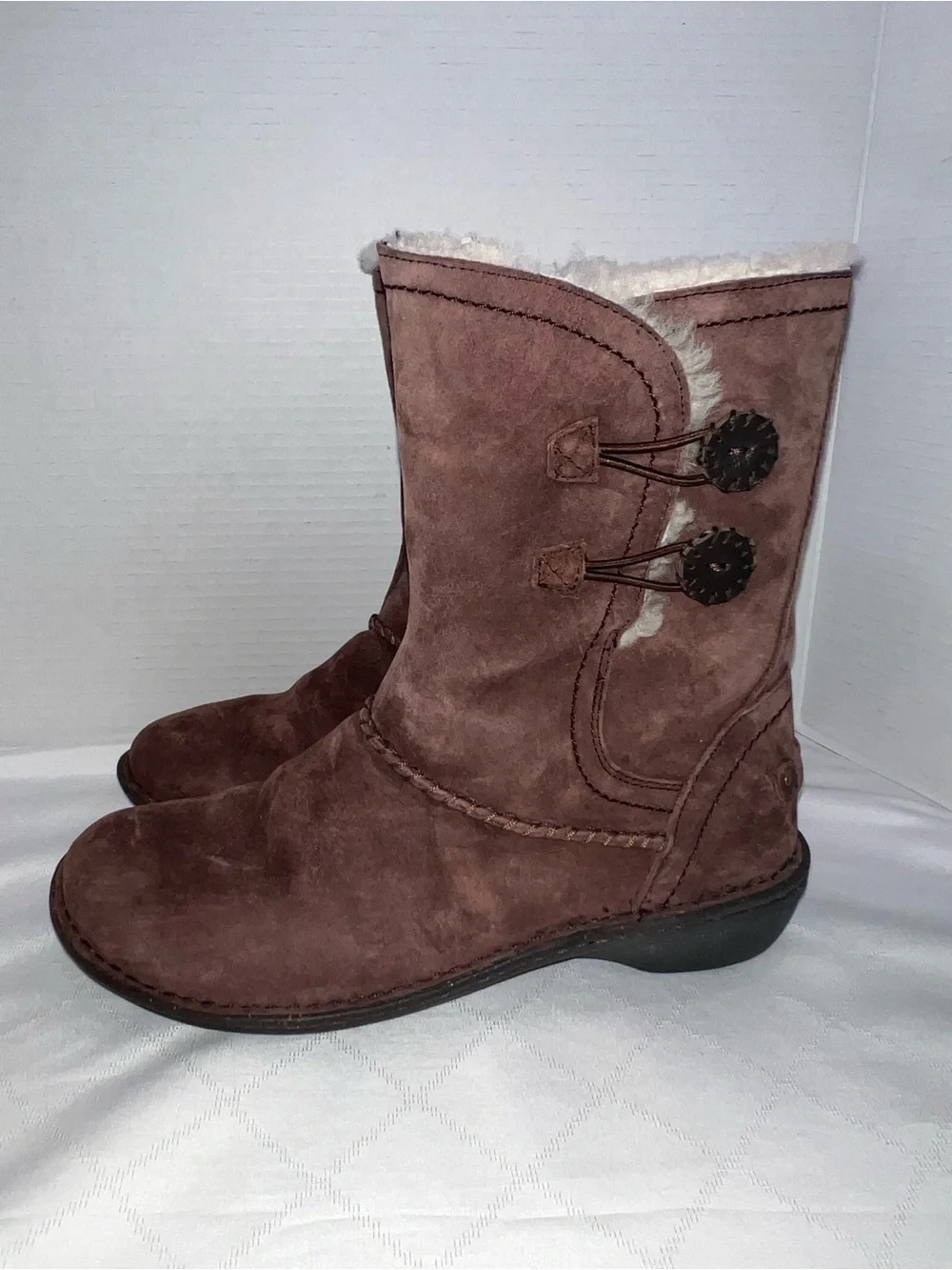 🔥🔥🔥 UGG Boots Womens Kimbra Brown Suede Sheepskin Mid Calf 1004742 Size 10